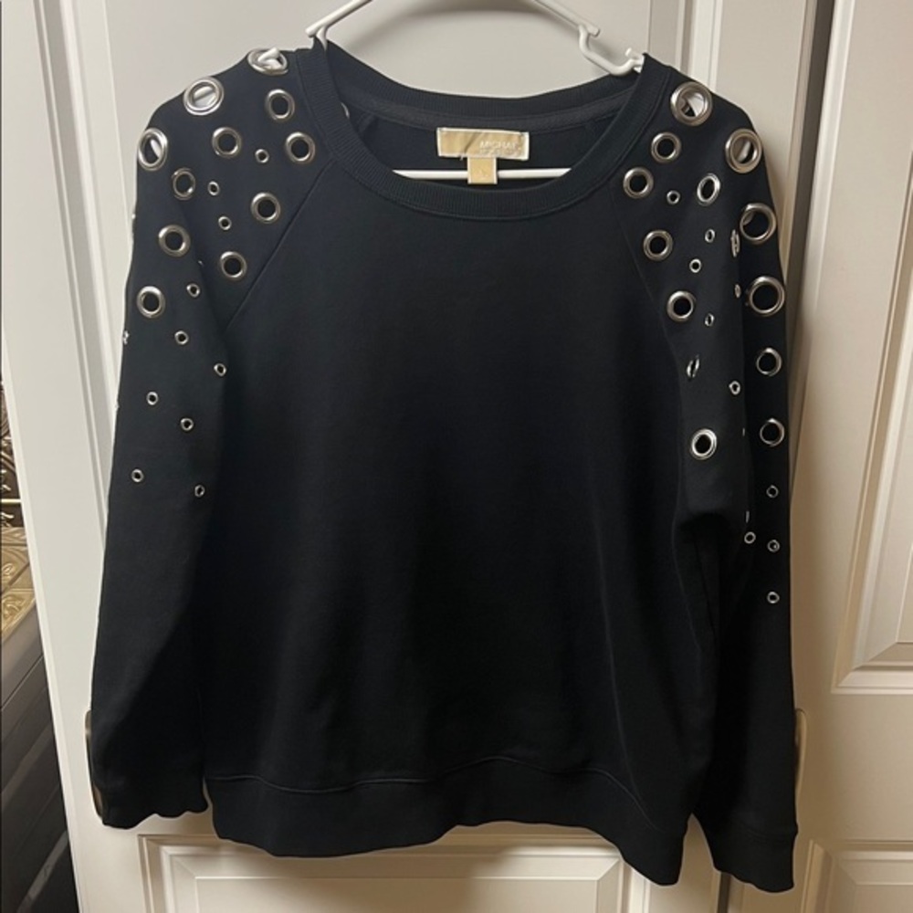 Michael Kors Groument Crewneck, Black, Large, Women